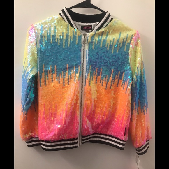 jojo siwa rainbow sequin jacket